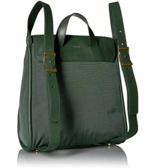 Skagen Large Nylon Backpack Green Drawstring Adjustable Leather Trim Ebba Bag - Picture 8 of 8